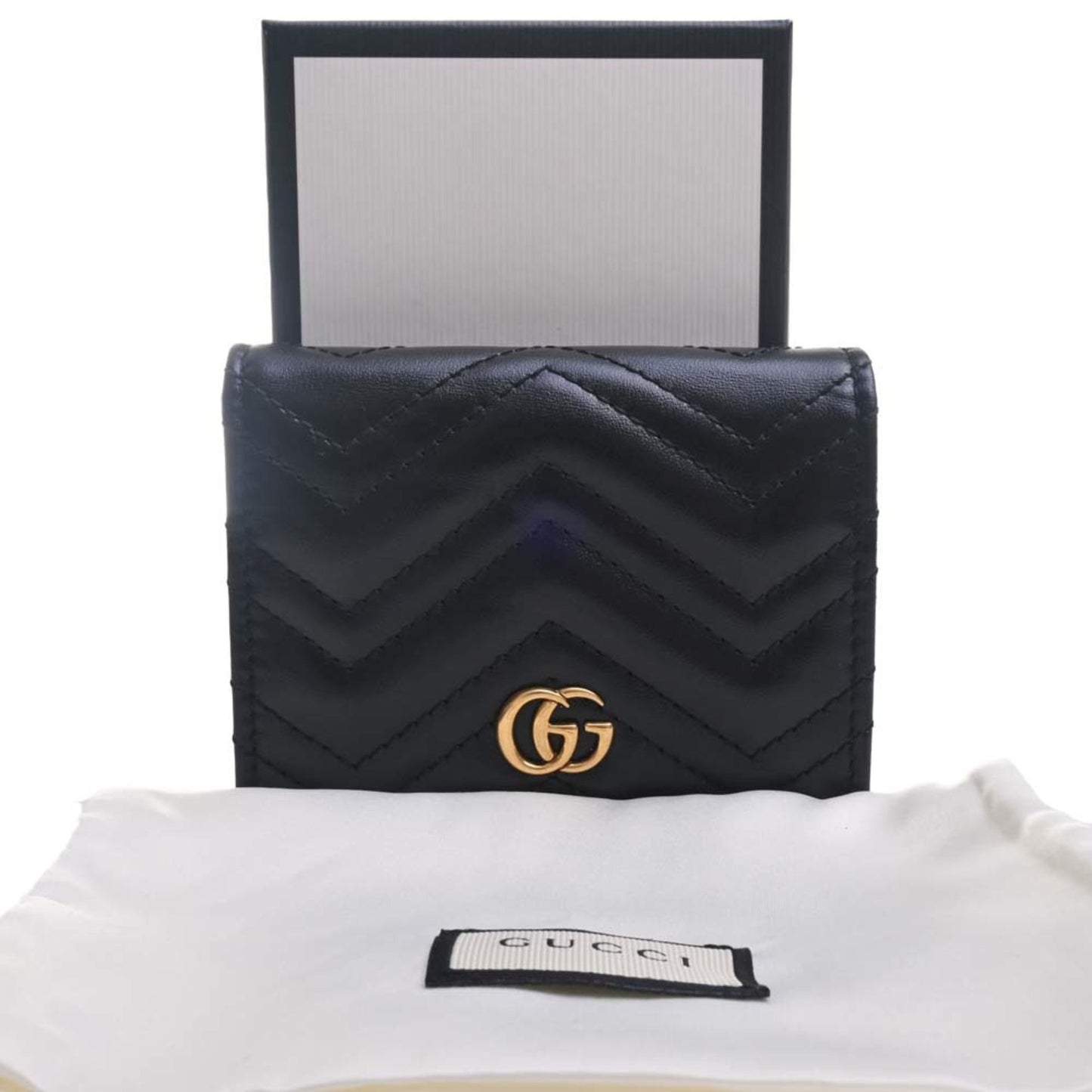 GUCCI GG Marmont Leather Bifold Wallet 443125 Black Women's