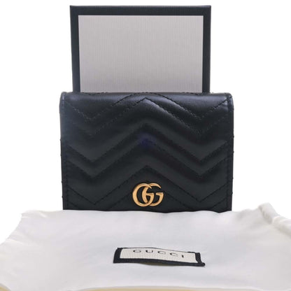 GUCCI GG Marmont Leather Bifold Wallet 443125 Black Women's