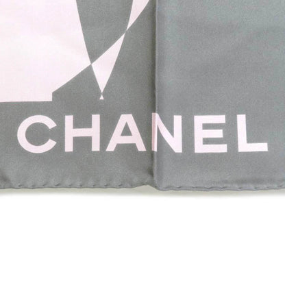 CHANEL Scarf Coco Mark Silk Gray x Pink Ladies