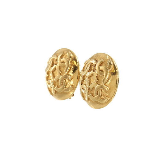 Chanel here mark round type earrings gold accessories vintage Vintage Earring