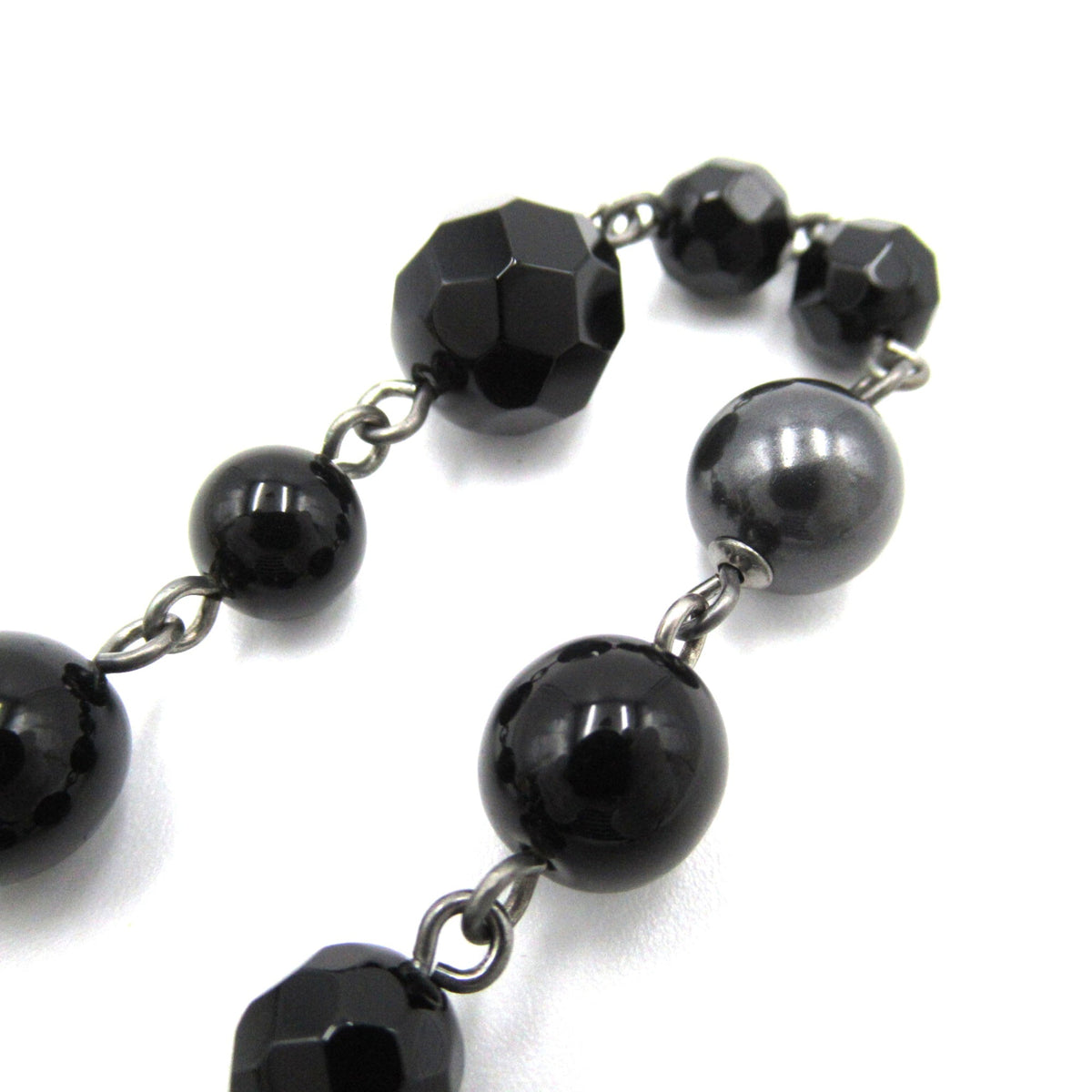 CHANEL A11V Bracelet Black Silver Plastic plating