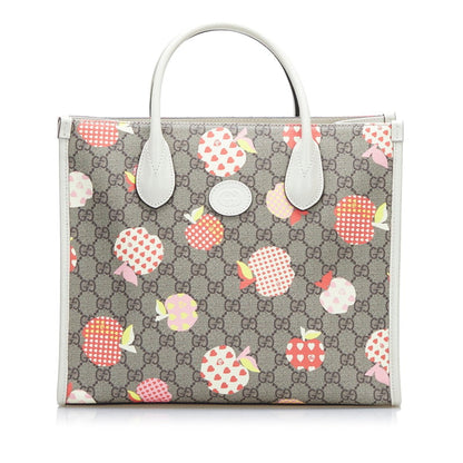 Gucci GG Supreme Apple Heart Lebom Small Tote Bag Shoulder 659983 Beige White Multicolor PVC Leather Ladies Gucci