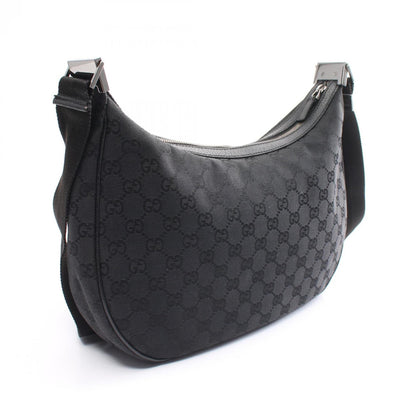 Gucci Black Gg Canvas Leather Shoulder Bag