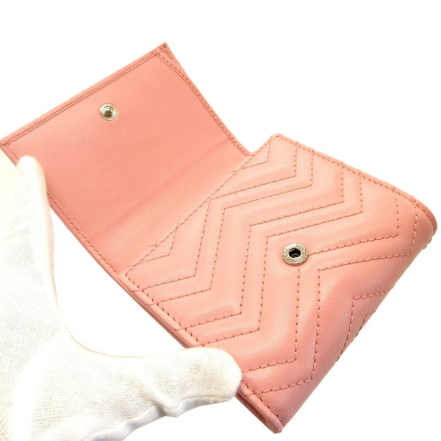 GUCCI GG Marmont 598629 Leather Pink Bifold Wallet