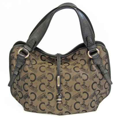 Celine Bittersweet C Macadam Women's Leather,Canvas Handbag Black,Dark Brown