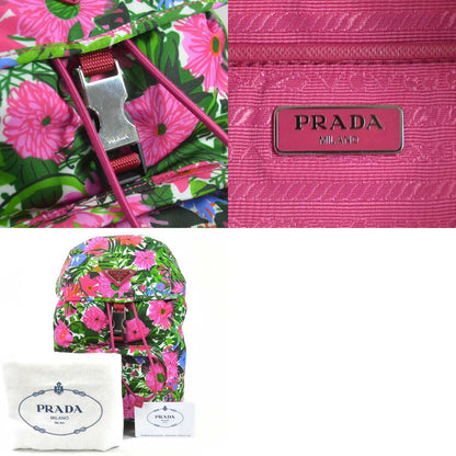 Prada rucksack flower print nylon multicolor silver ladies