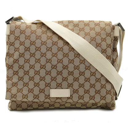 Gucci Beige Ivory Canvas Leather Shoulder Bag ()
