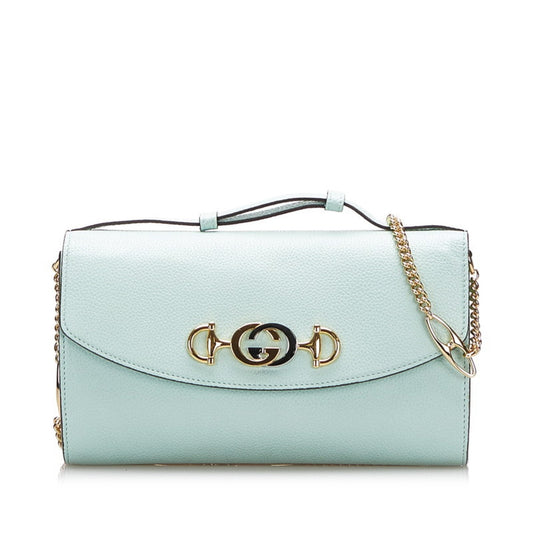 Gucci Zumi Chain Shoulder Bag Handbag 572375 Mint Green Leather Ladies Gucci