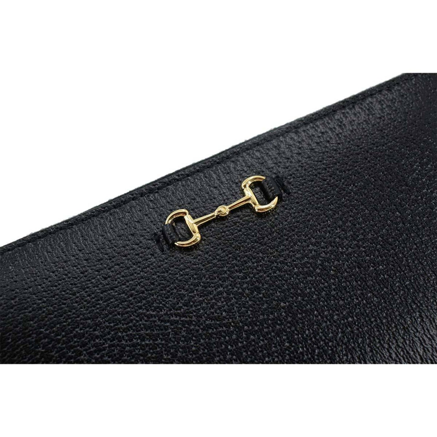 Gucci Horsebit Round Zipper Long Wallet Leather Black 700484 Horse Bit