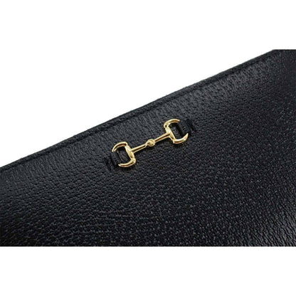 Gucci Horsebit Round Zipper Long Wallet Leather Black 700484 Horse Bit