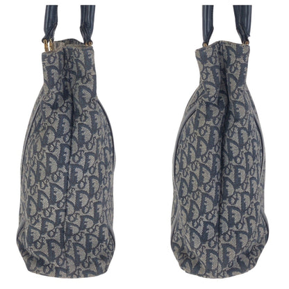 Christian Dior Navy Canvas Leather Shoulder Bag Tote Bag ()