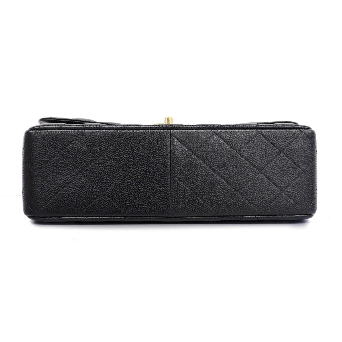ChanelAuth  Big Matelasse W Flap W Chain Women's Leather Shoulder Bag Black