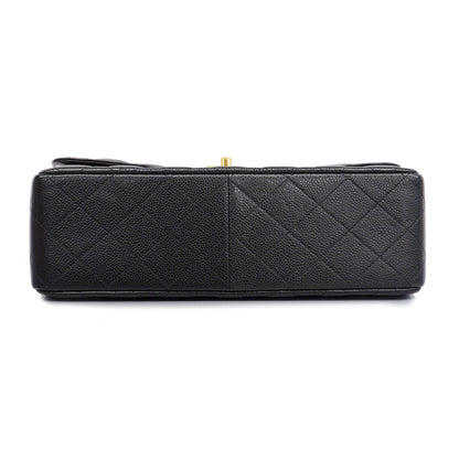 ChanelAuth  Big Matelasse W Flap W Chain Women's Leather Shoulder Bag Black