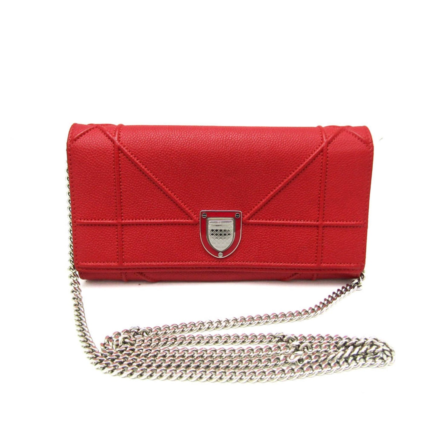 Christian Dior Red Color Leather Chain/Shoulder Wallet ()