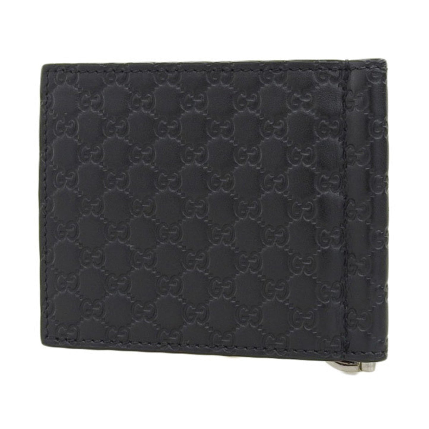 GUCCI Micro sima Leather Money Clip Bifold Wallet 544478 Black Men's