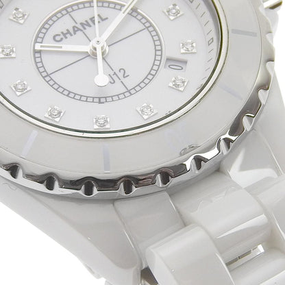 CHANEL J12 Watch 12P Diamond H1628 White Ceramic x Quartz Analog Display Ladies Dial