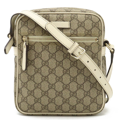 GUCCI GG Plus Supreme Shoulder Bag Pochette PVC Leather Khaki Beige Brown Ivory 233268