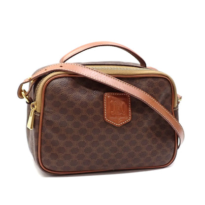 Celine Handbag Women's Brown PVC Leather Macadam Shoulder