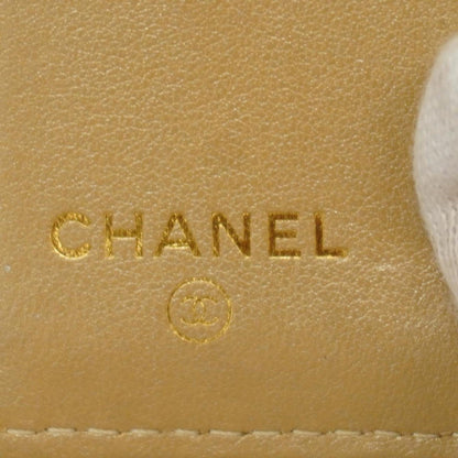 Chanel Tri-fold Wallet Matelasse Lambskin Champagne Gold Women's