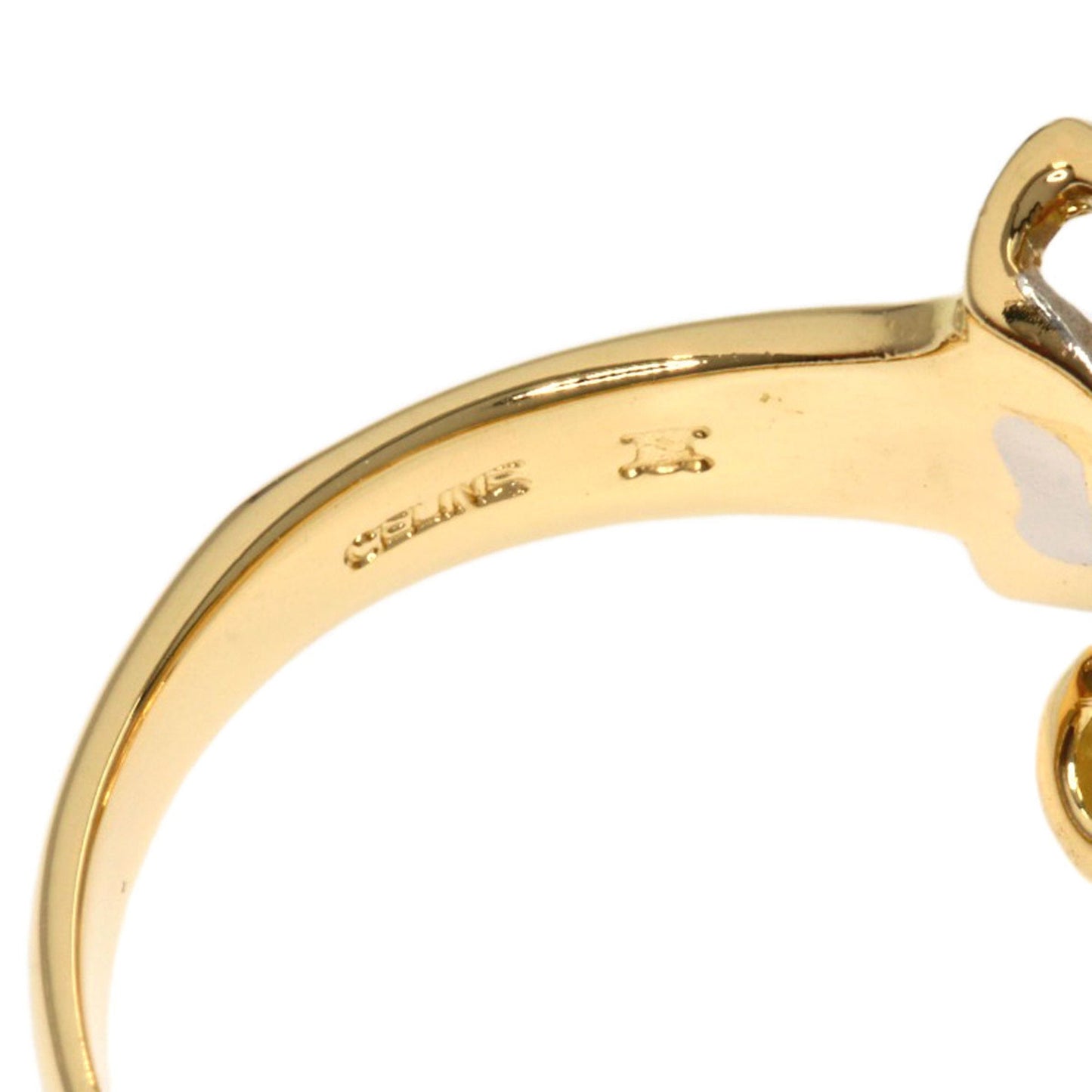 Celine Ribbon Motif Diamond Ring Platinum PT900 K18YG Ladies