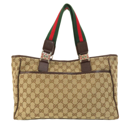 GUCCI 145758 GG Sherry Line Handbag Canvas Ladies