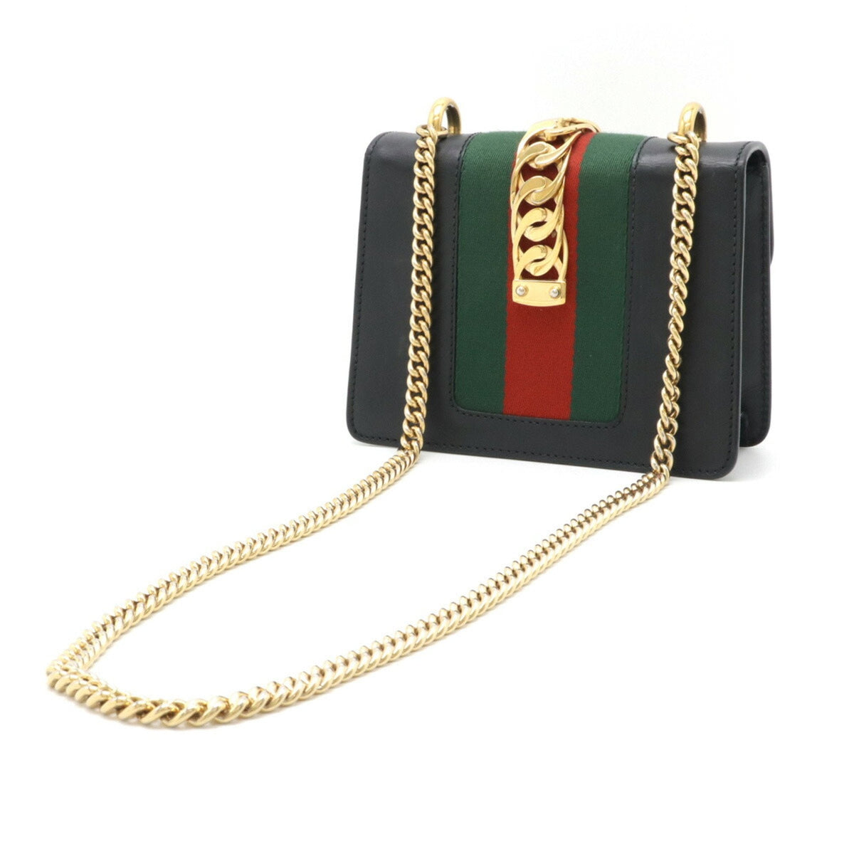 Gucci Black Green Red Color Leather Pochette Shoulder Bag