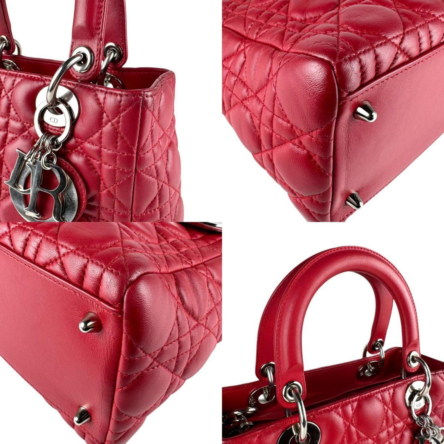 Christian Dior Red Color Leather Handbag Shoulder Bag ()