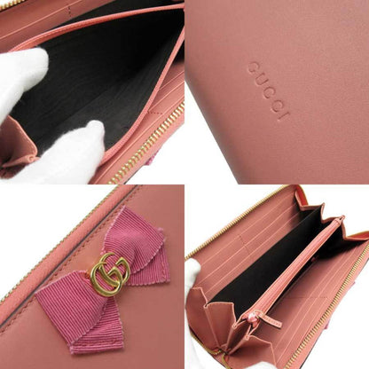 Gucci round wallet double G pink gold leather 435819