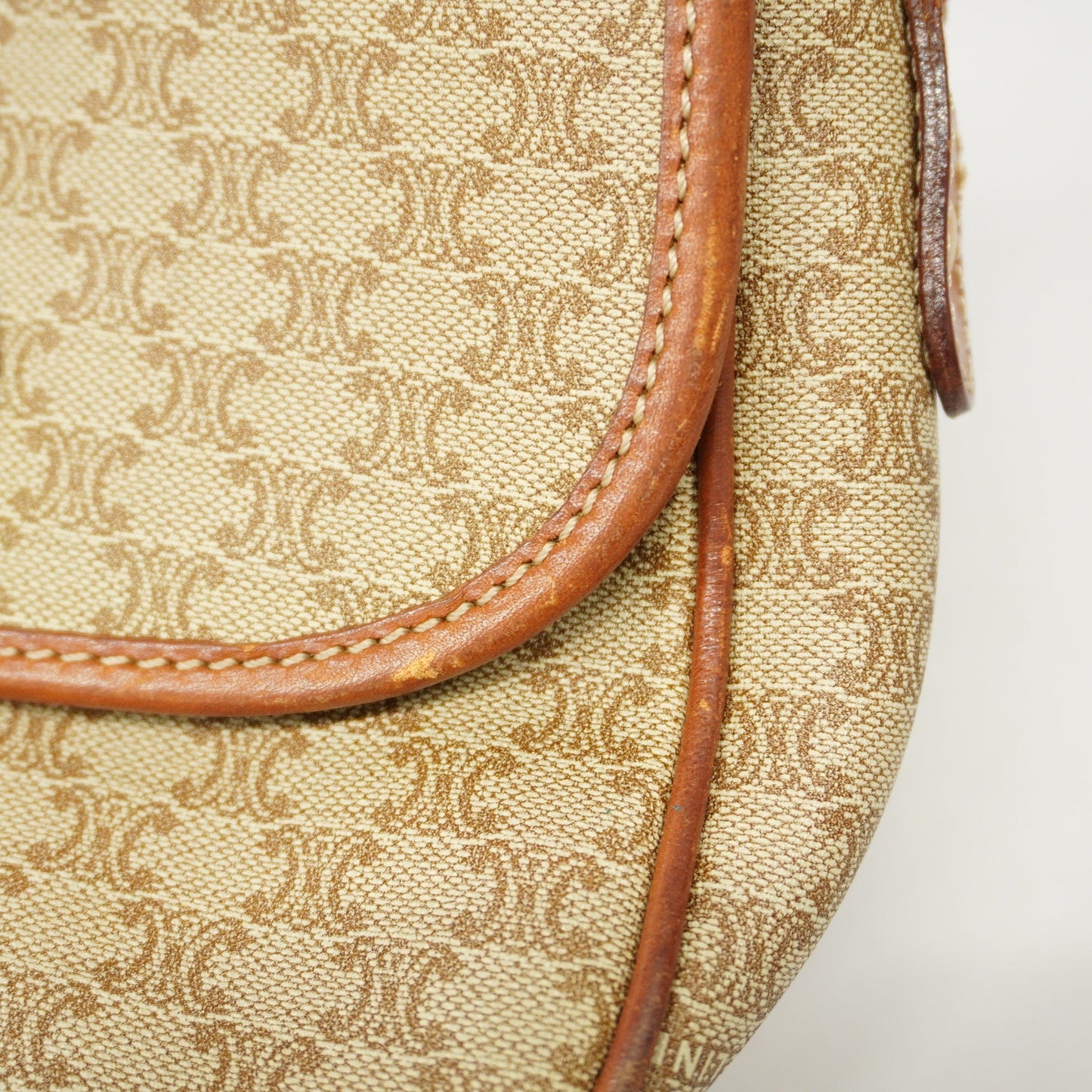 Celine  Macadam Shoulder Bag Women's PVC Beige