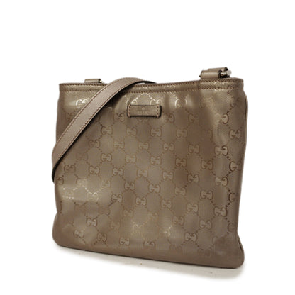 GUCCI  GG Imprime 201538 Women's Leather Shoulder Bag Gray