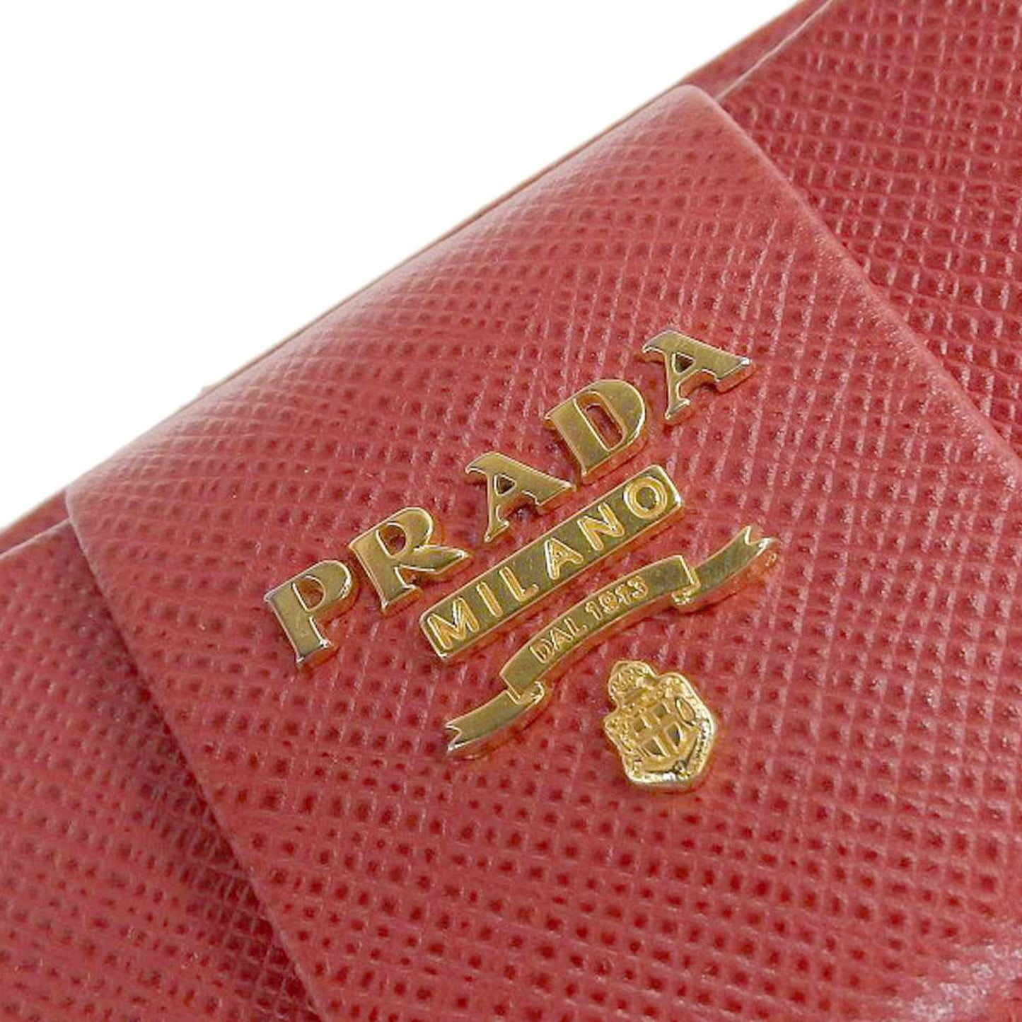 Prada ribbon round fastener long wallet saffiano leather red 1ML506 FUOCO