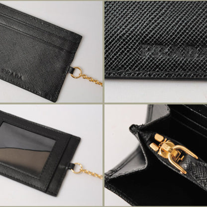 Prada Wallet Prada Long wallet 1M1132 Pass Case with Saffiano Triangle NERO Black Outlet