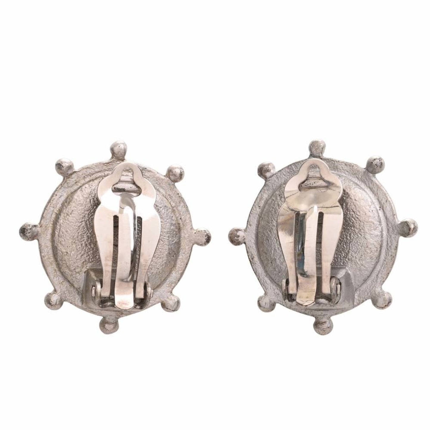 Chanel Rhinestone Rudder Motif Coco Mark Earrings Silver Women's