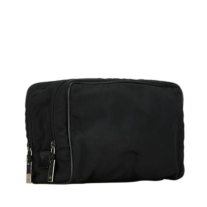 Gucci Black Nylon Leather Clutch Bag