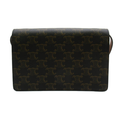 Celine Shoulder Bag Brown PVC coated canvas leather