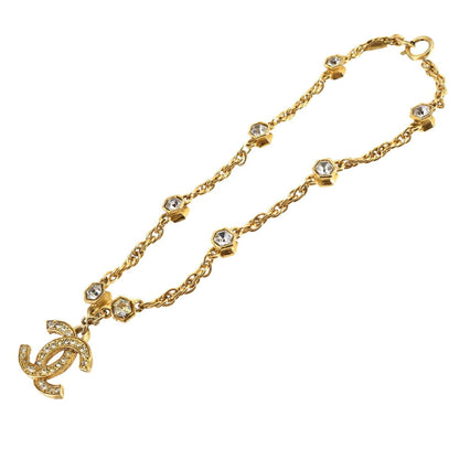 Chanel Cocomark Necklace Bijou Rhinestone Gold Vintage Accessories