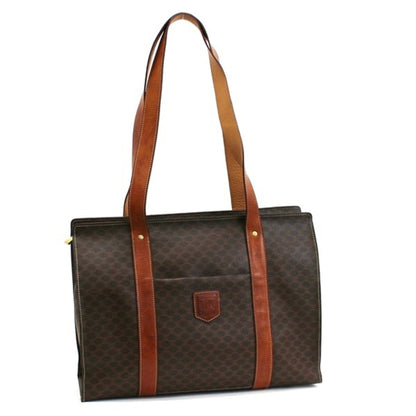 Celine Tote Bag Shoulder PVC x Leather Dark Brown Macadam Pattern Celine Women's Men's Accepted Old