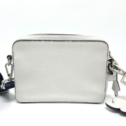 Christian Dior Navy White Leather Shoulder Bag ()