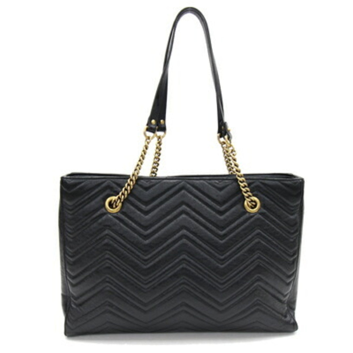 Gucci Tote Bag GG Marmont 524578 Black Leather Ladies Chain GUCCI