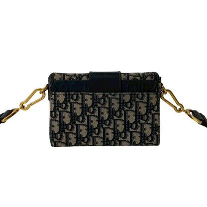 Christian Dior Navy Leather Canvas Shoulder Bag ()