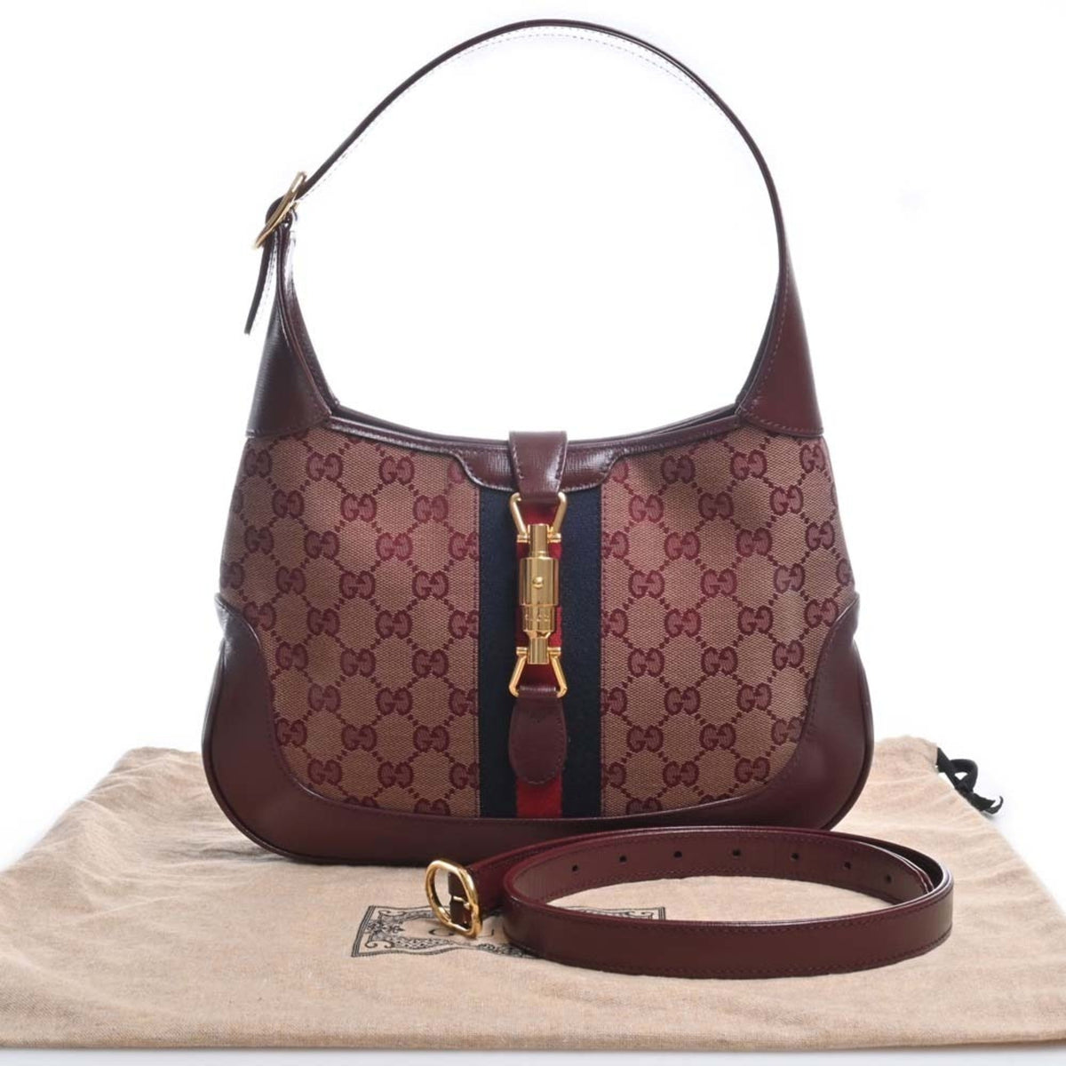 GUCCI GG Canvas Jackie 1961 Small 2WAY Shoulder Bag 636706 Bordeaux Ladies
