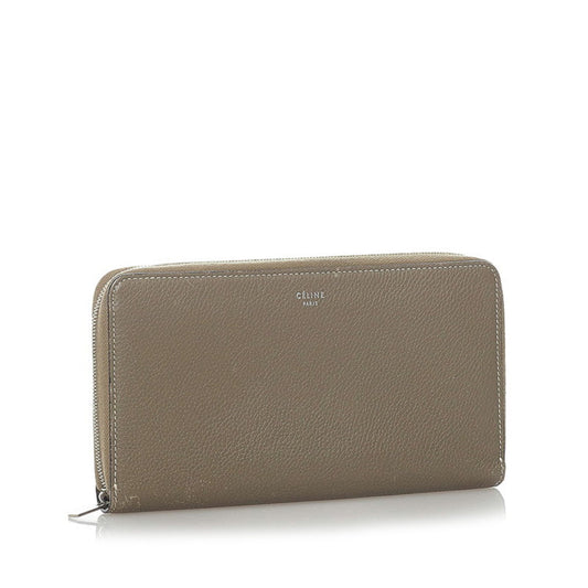 Celine round long wallet graige leather ladies Celine