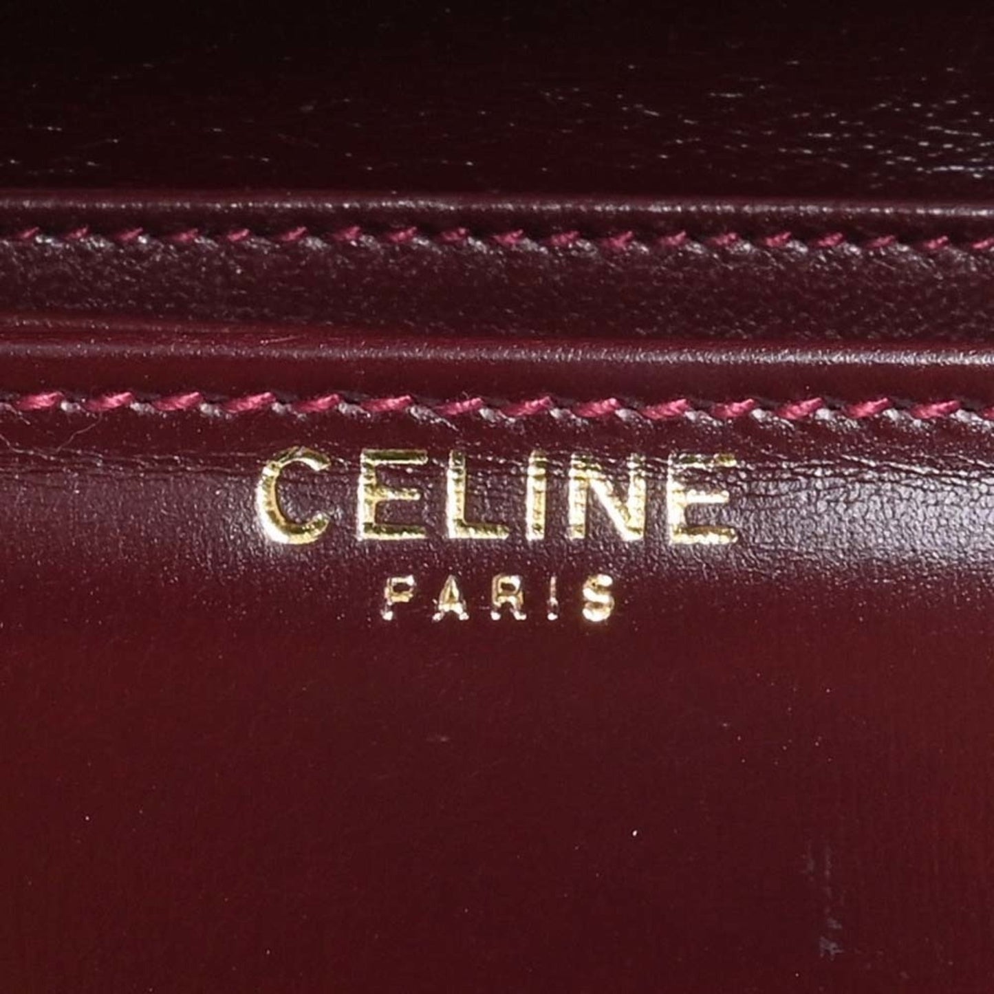 Celine Leather Shoulder Bag Bordeaux Ladies