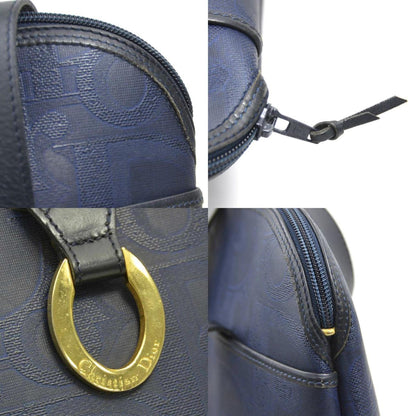 Christian Dior Navy Coated Canvas Leather Shoulder Bag ()
