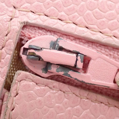 CHANEL round long wallet ladies pink caviar skin here mark