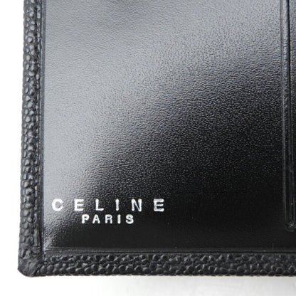 Celine W Women's/Men's Bifold Wallet Grain Leather Black