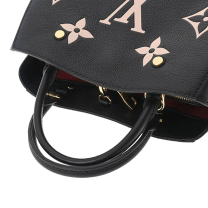 LOUIS VUITTON Monogram Emplant Montaigne BB Noir Beige M45489 Women's Bag