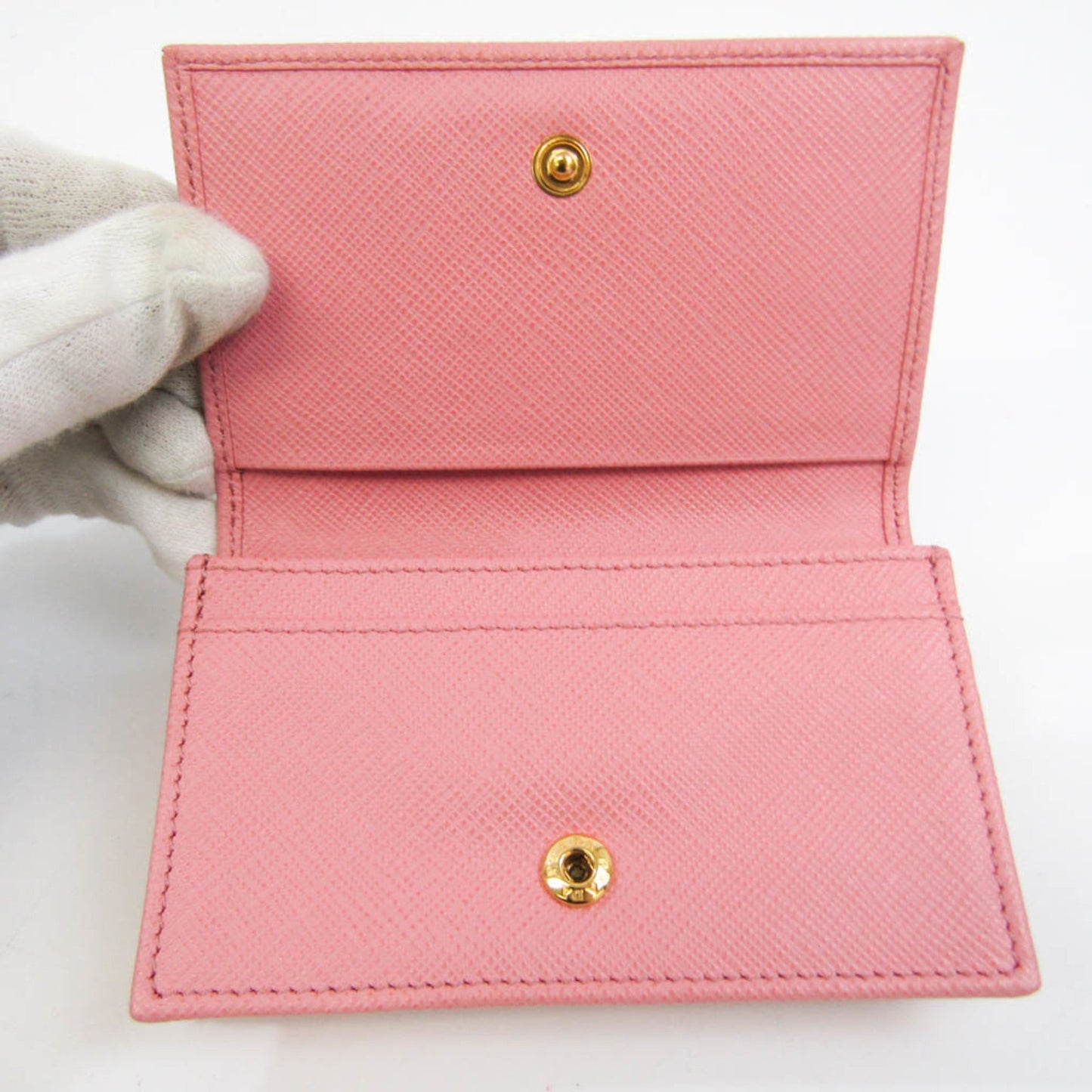 Prada SAFFIANO FIOCCO 1MC122 Leather Business Card Case Pink