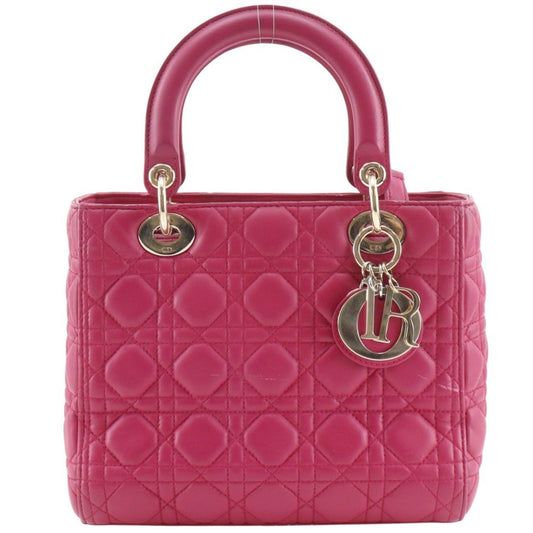 Christian Dior Lady Dior Pink Leather Handbag ()