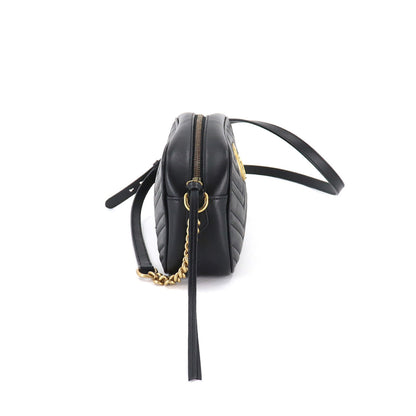 Gucci GG Marmont Quilted Small Chain Shoulder Bag Leather Black 447632